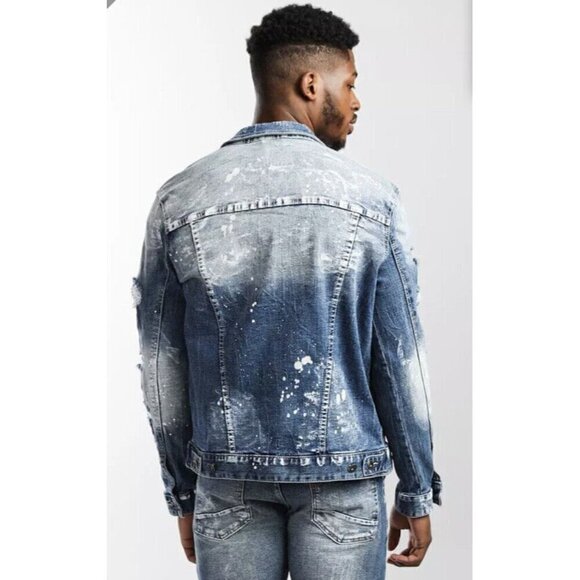 Smoke Rise Denim Men’s Sz M "Brush" Bleached Distressed Denim Jean Jacket - Picture 2 of 9